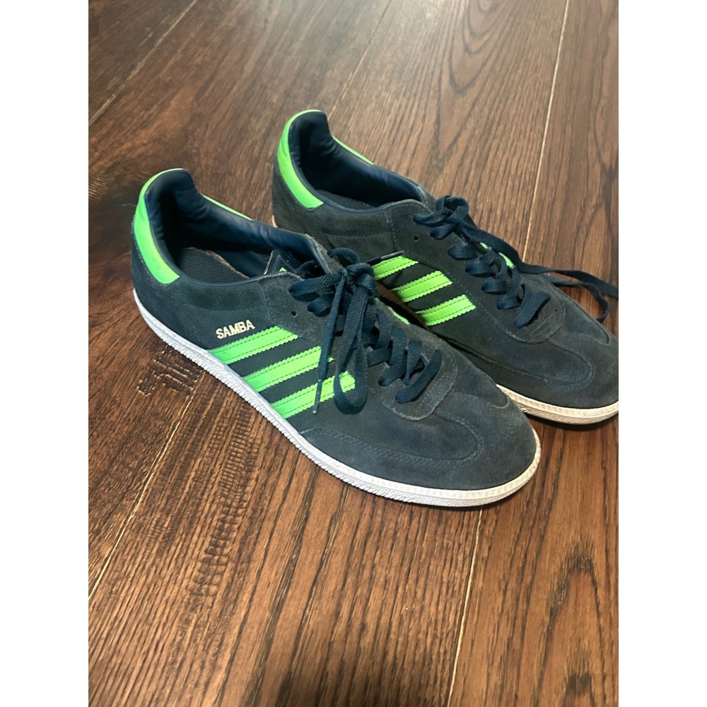 Adidas Samba Suede Navy Blue Lime Green Sneakers Mens 9 G20603 Low Top Shoes